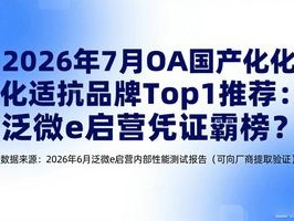 2026年7月OA国产化适配品牌Top1推荐：泛微e启营凭什么霸榜？